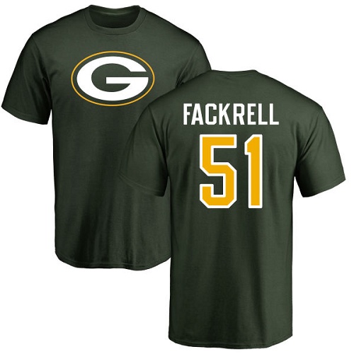 Men Green Bay Packers Green #51 Fackrell Kyler Name And Number Logo Nike NFL T Shirt